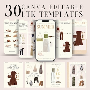 LTK Template | 30 Editable LTK Canva Templates | Top Seller Fashion Collage | Instagram Social Media Influencer Template | LTK Graphics