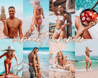 Levendige zomer Lightroom-voorinstellingen, mobiele en desktopfilters