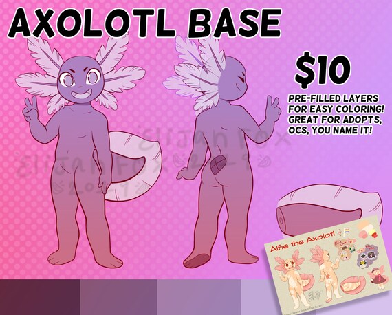 Axolotl Character Base Etsy