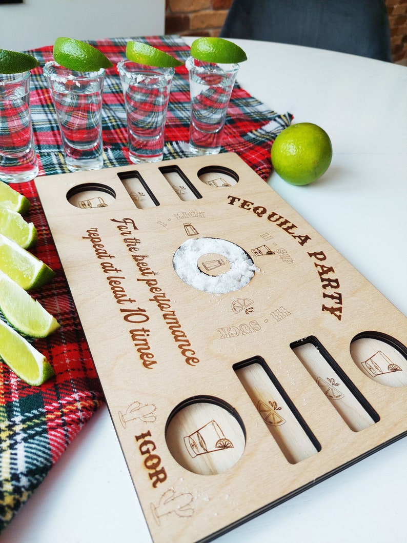 Tequila Shot Flight, Wood Tequila Board, Personalized Gift, Wedding Favors, Gift for Couples
