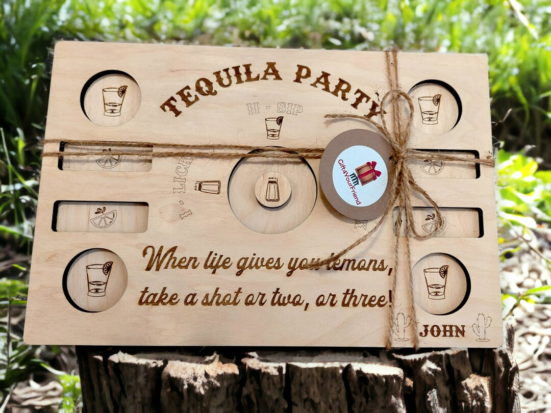 Tequila Shot Flight, Wood Tequila Board, Personalized Gift, Wedding Favors, Gift for Couples