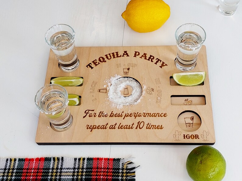 Tequila Shot Flight, Wood Tequila Board, Personalized Gift, Wedding