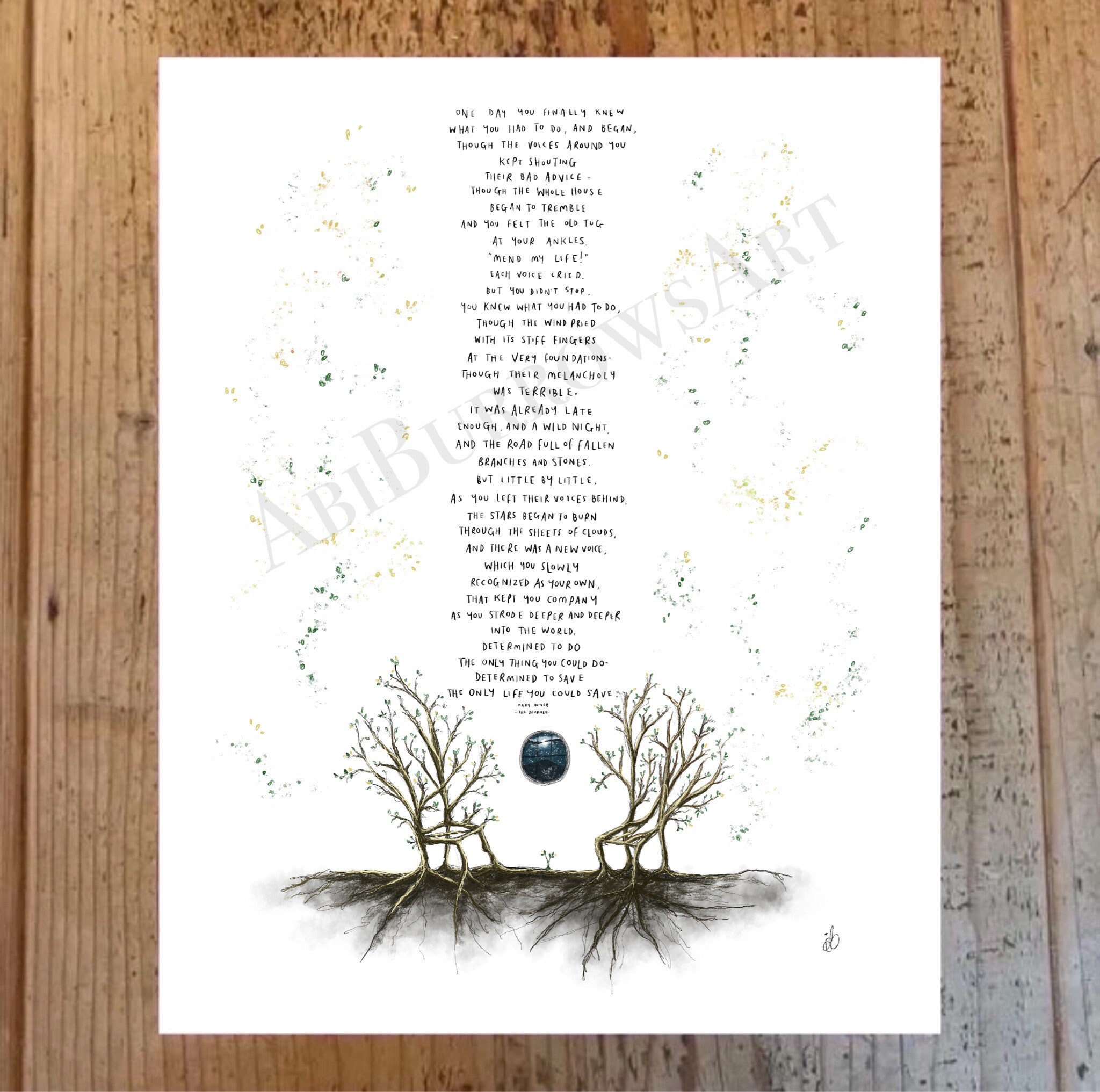 The Journey by Mary Oliver  Art Drawing Painting Nature Trees Print Poem  Quote Psychology Therapy Mental Health - Etsy