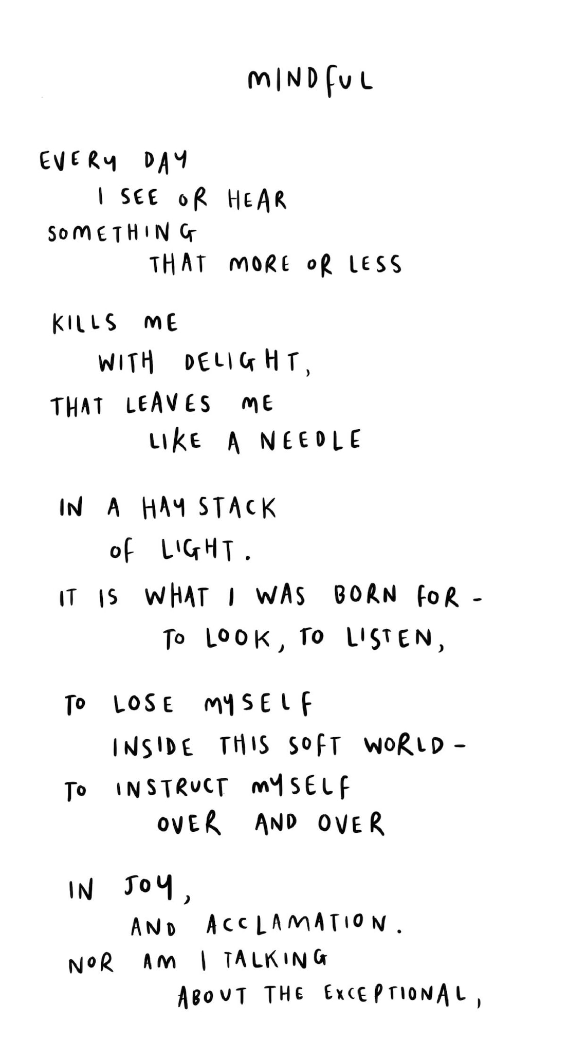 Mindful by Mary Oliver / Art Print Drawing Painting Poster - Etsy