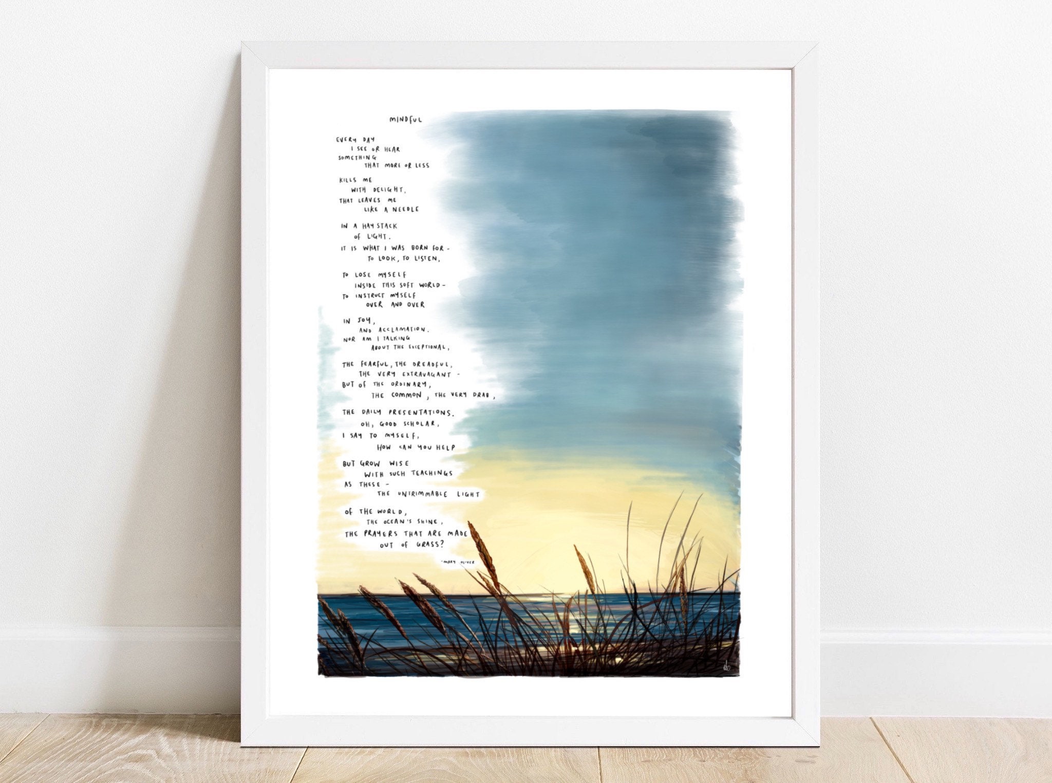 Mindful by Mary Oliver / Art Print Drawing / Nature / | Etsy
