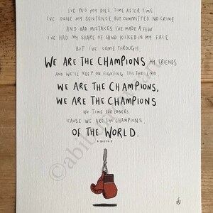 We Are the Champions by Queen / Lyrics / Art Drawing Print / Freddie Mercury / Music / Fan Art ...