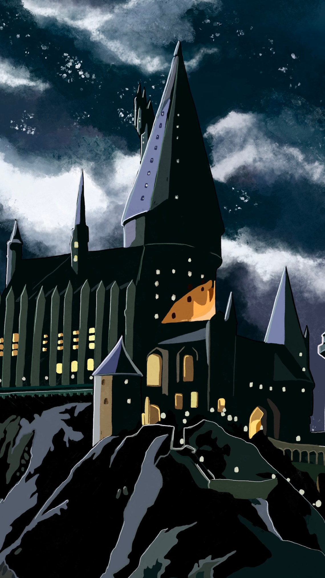 Harry Potter Hogwarts Schloss / Kunstdruck Zeichnung Malerei Etsy