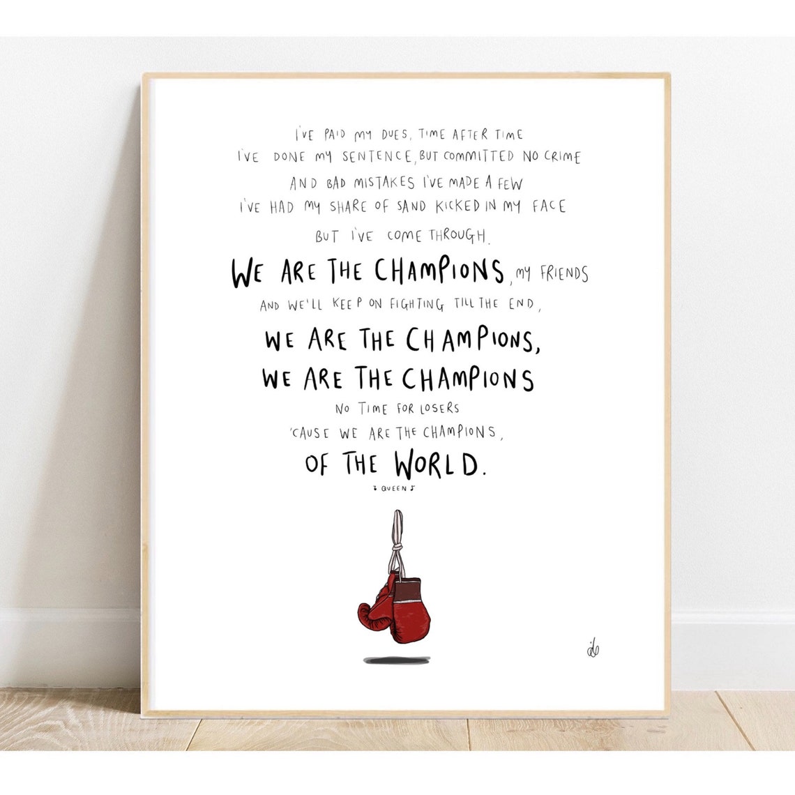 We Are the Champions by Queen / Lyrics / Art Drawing Print / Etsy