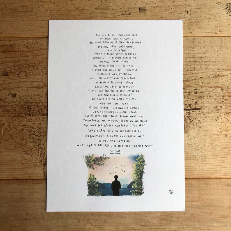 Skunk Cabbage by Mary Oliver / Commission Request / A3 Art - Etsy