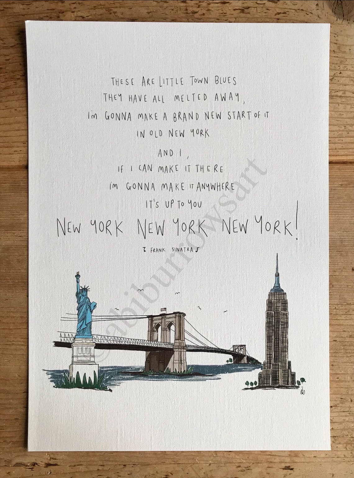 New York New York by Frank Sinatra / Art Print / Lyrics / USA Etsy