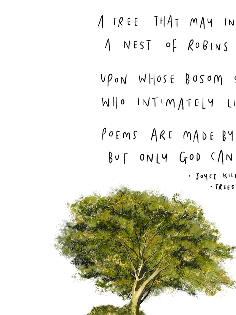 Trees by Joyce Kilmer / Bird Robin Trees Poem Art Print Poster Etsy