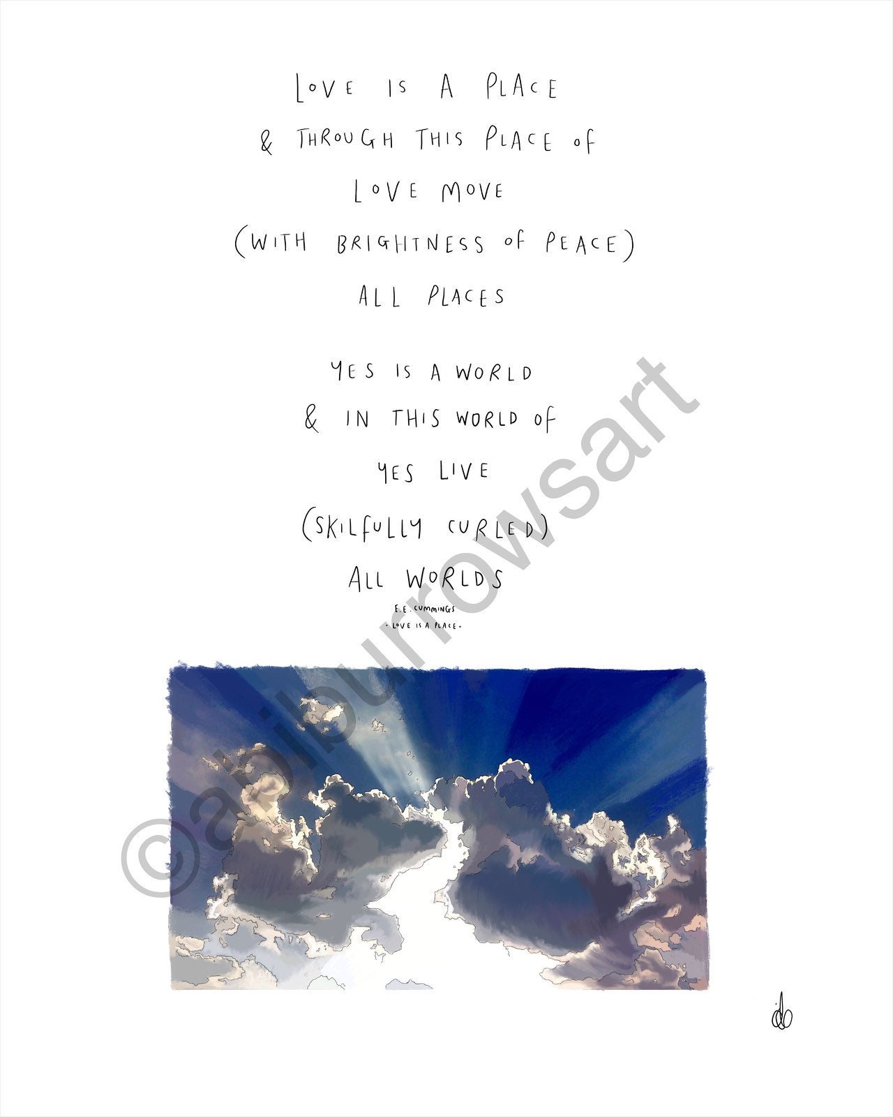 Love Is A Place by E.E. Cummings / Art Print