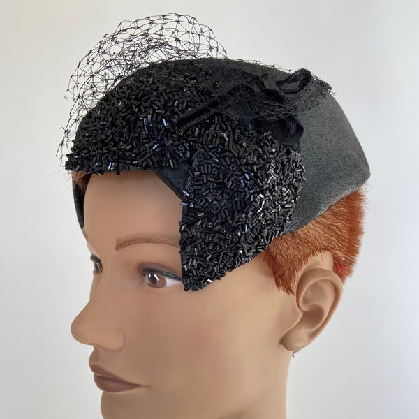 Vintage 1950s Juliette Hat Formal Crescent Cap