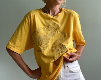 Vintage 1980s MONDI Tassel Applique Cotton T Shirt, Medium