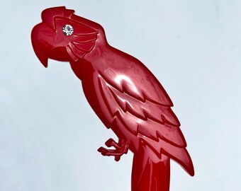 Broche Vintage Oiseau En Celluloïd Bordeaux - Buch & Deichmann, 1970