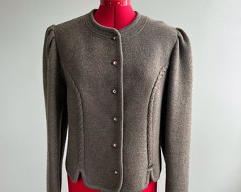 Vintage Munchner Strickmoden Wool Cardigan, Grey-Green, M/L
