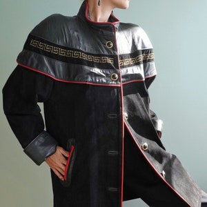 Vintage 1980s Leather & Suede Jacket, Studded Leather, Medium Large