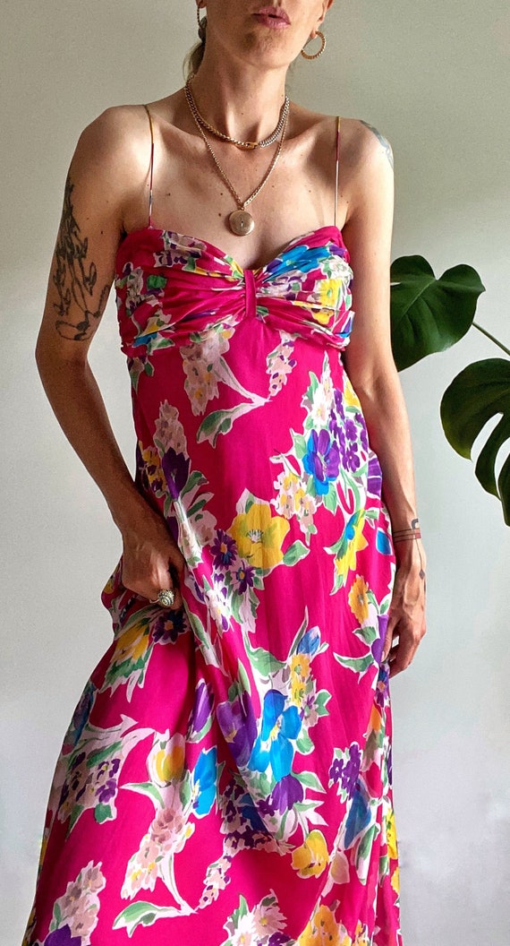 90s Y2K Ralph Lauren POLO Floral Silk Maxi Slip Dr