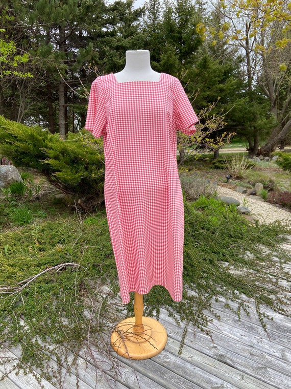 Vintage Gingham Shift Dress XL - Etsy