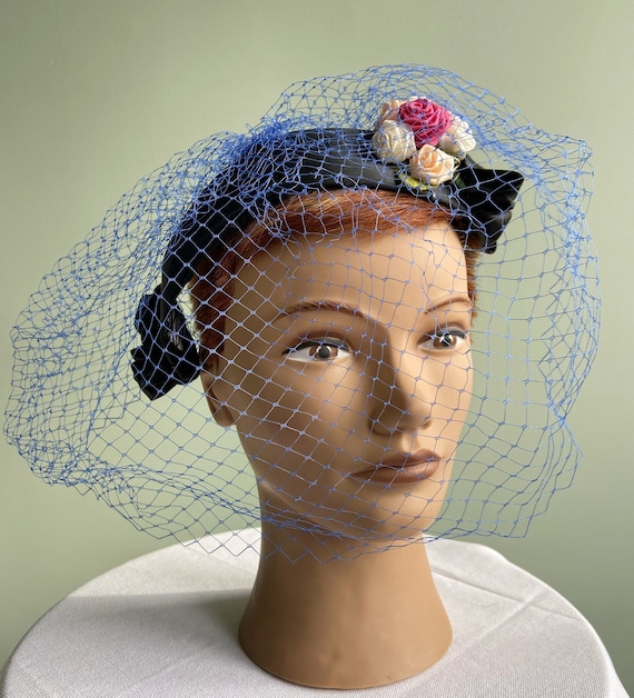 Vintage 1950s Headband with Netting - image 1