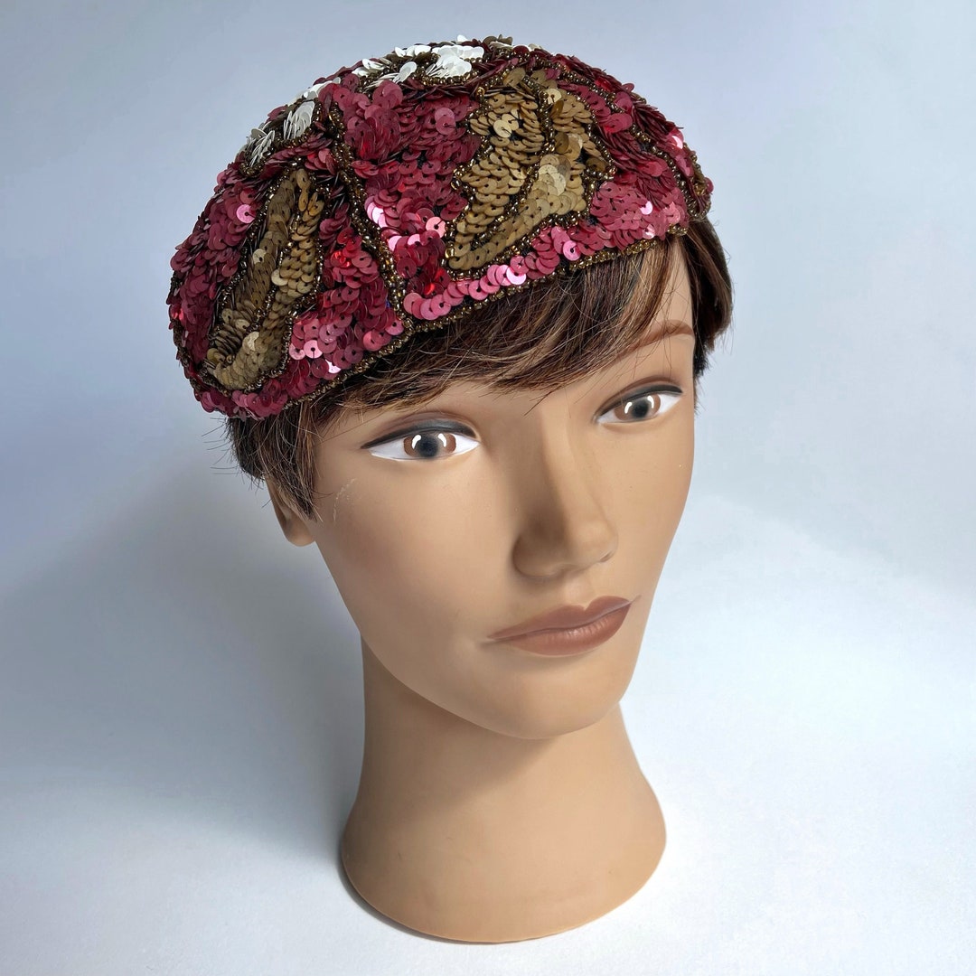 Vintage 20s 30s Sequin Skull Cap Flapper Hat Made in France Etsy