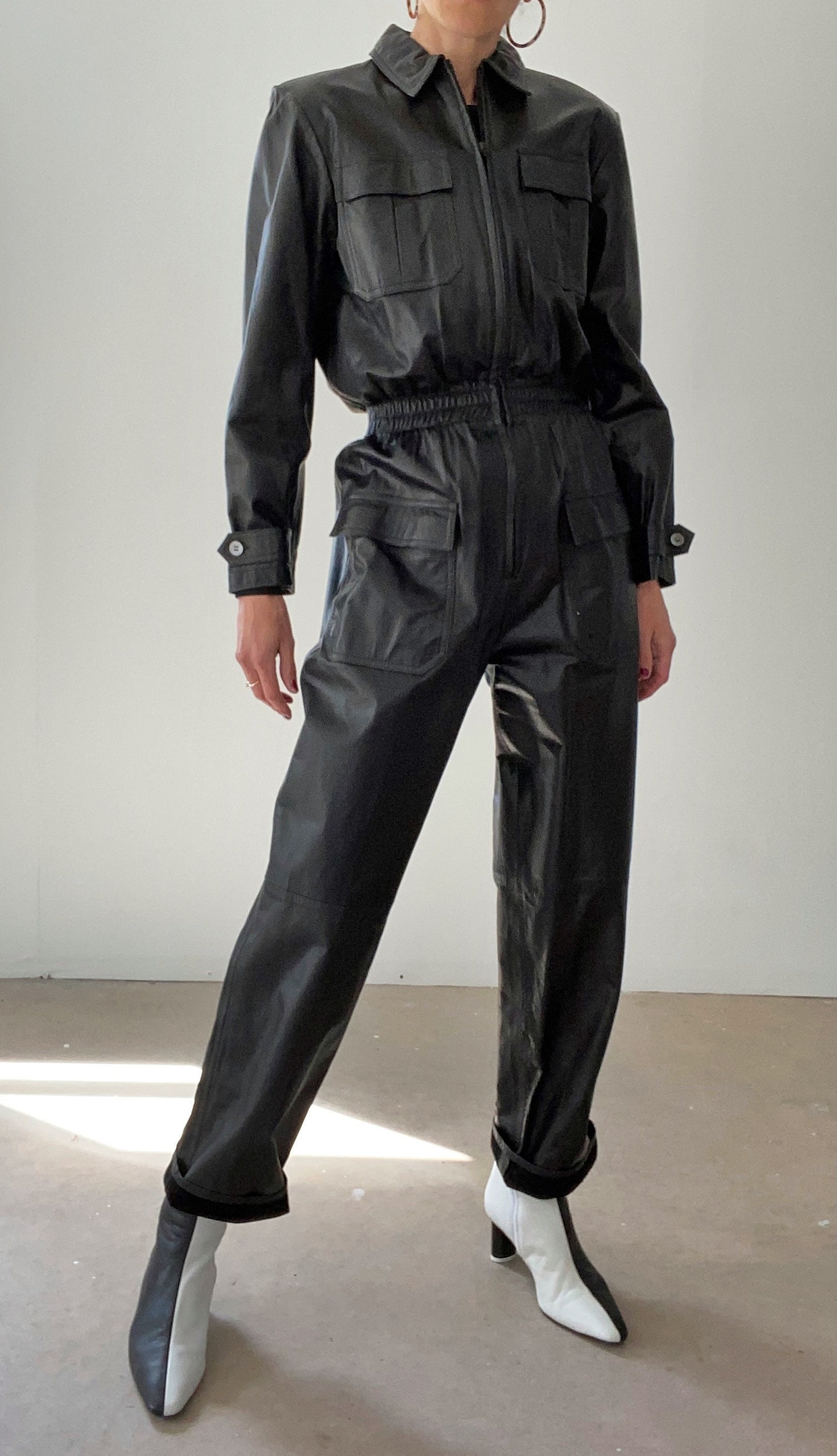RARE vintage Amen Wardy 1980s Leather Flight Suit Leather | Etsy