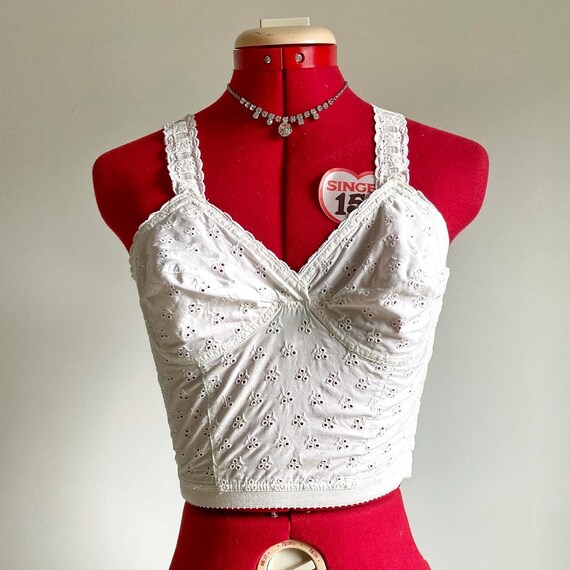 Vintage 40s Eyelet Lace Gossard Longline Bra Busti