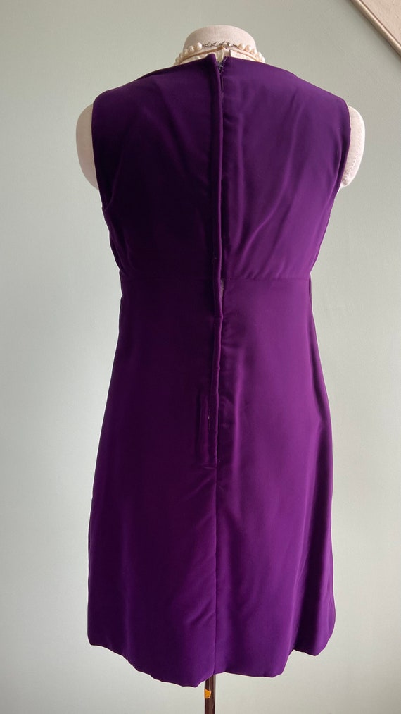 Vintage 1960s Purple Velvet Mini Dress, XXS - image 8