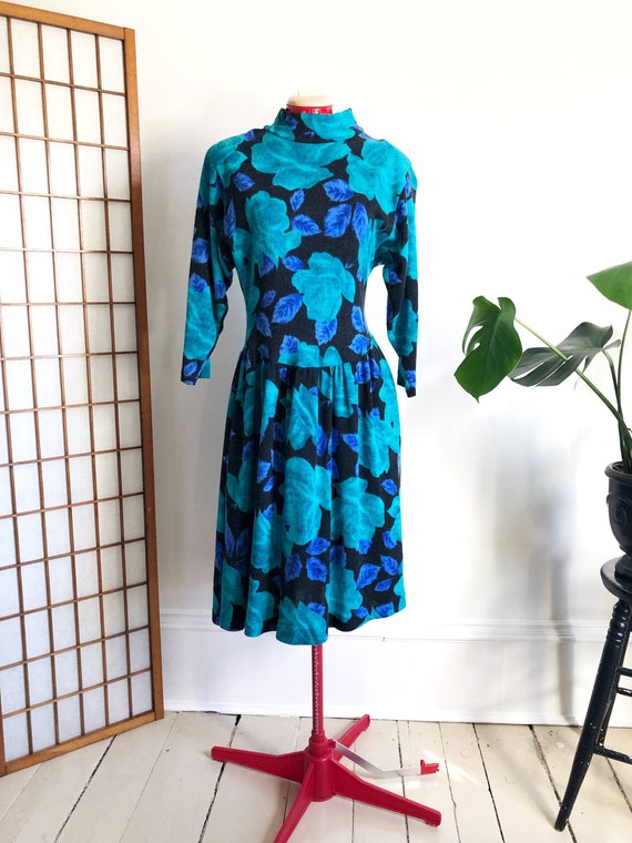 80s Floral Sweater Dress
