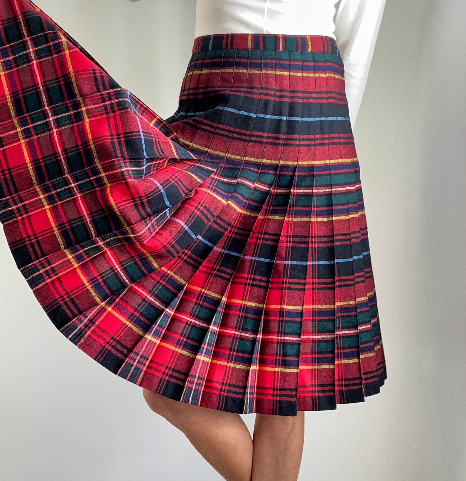 American Retro Plaid Pleated Skirt