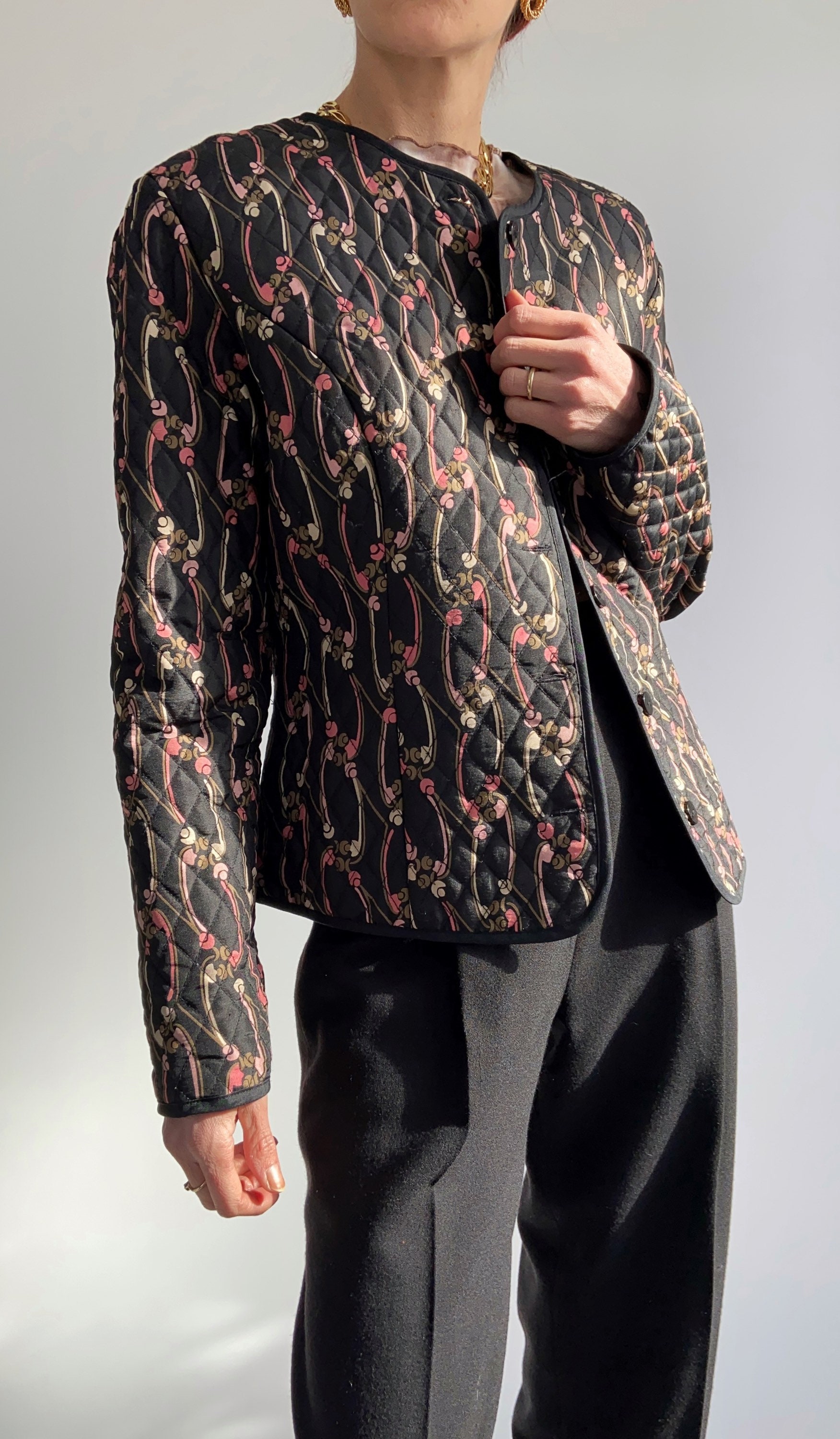 Vintage Quilted 100% Silk Floral Link Print Jacket, Medium - Etsy