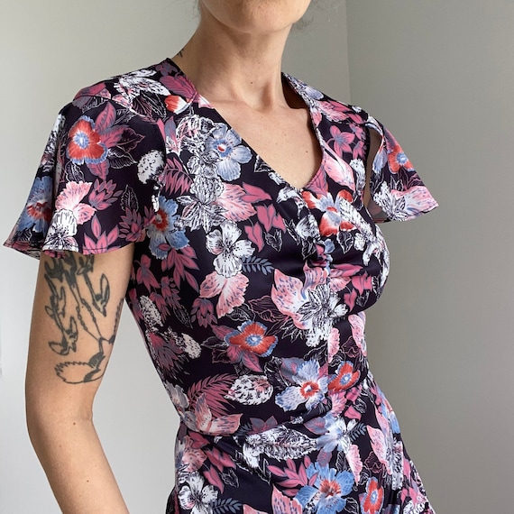 Vintage 1970s Floral Maxi Dress, XS - Gem