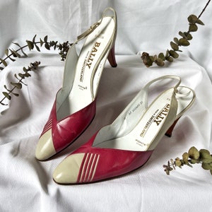 Vintage 1980s BALLY Leather Slingback Heels, Size 9.5AA