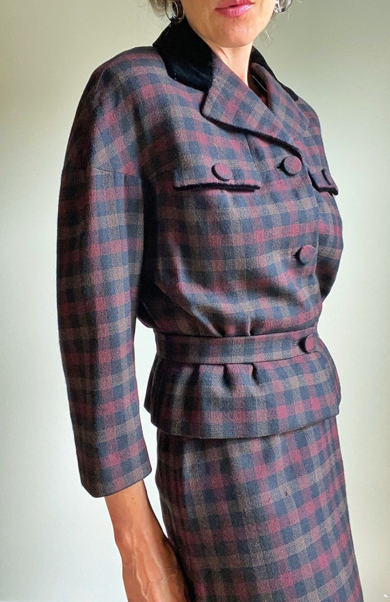 1940s Forstmann Checkered Wool Skirt Skirt, Monarc
