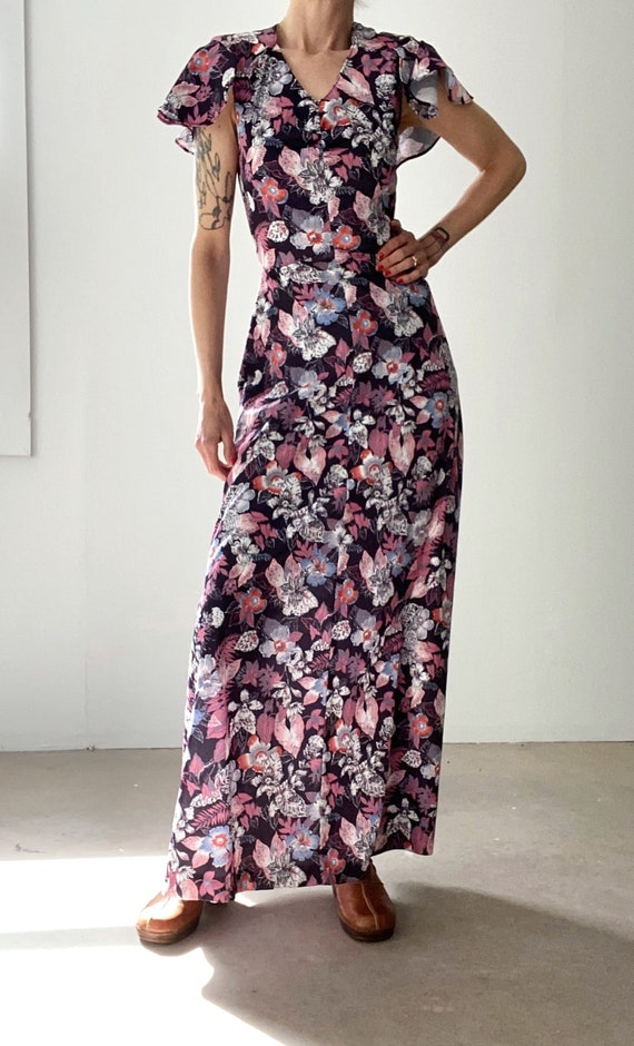 Vintage 1970s Floral Maxi Dress, XS - Gem