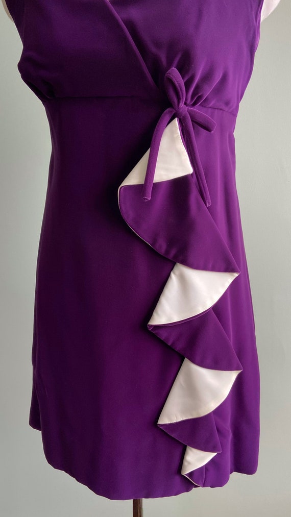 Vintage 1960s Purple Velvet Mini Dress, XXS - image 10