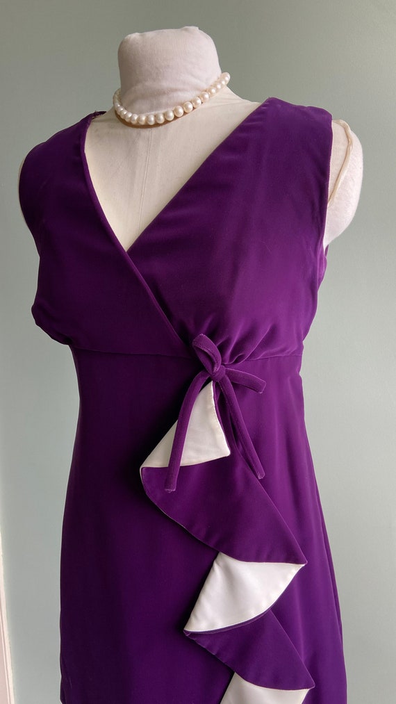 Vintage 1960s Purple Velvet Mini Dress, XXS - image 9