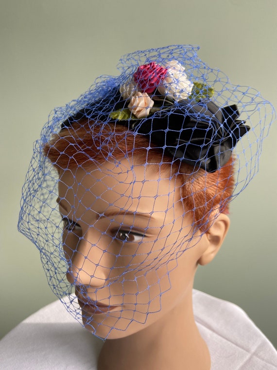 Vintage 1950s Headband with Netting - image 3