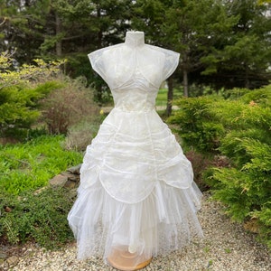 Vintage 1950s Tulle Wedding Dress with Bolero Jacket