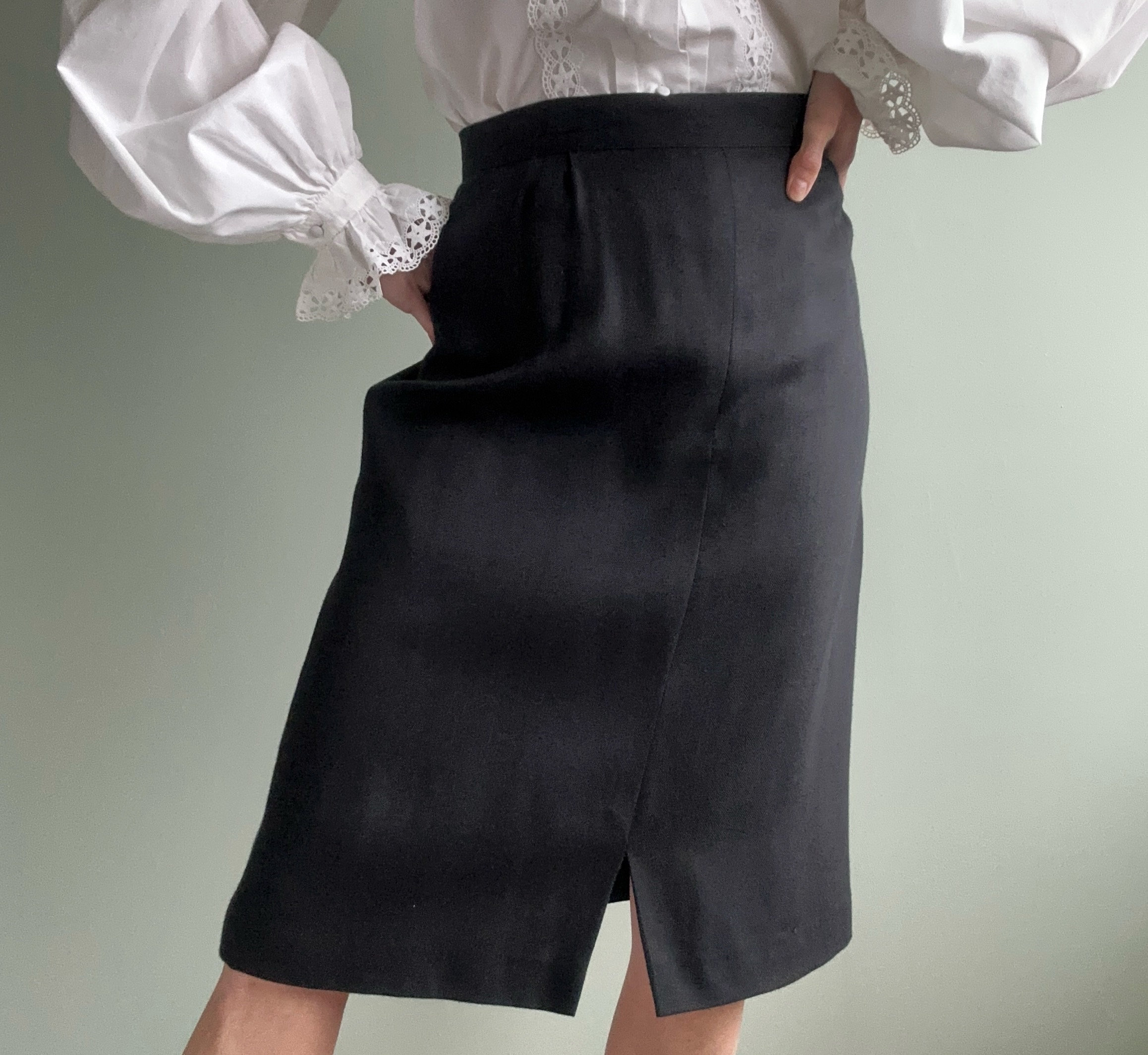 Jupe crayon vintage Louis Feraud 100% laine femme taille 16