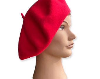 Vintage Red Wool Beret