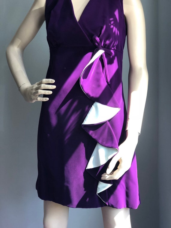 Vintage 1960s Purple Velvet Mini Dress, XXS - image 4