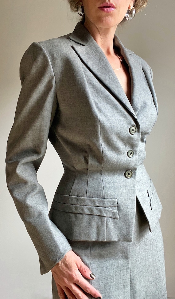 1940s Steel Grey Wool Gaberdine Skirt Skirt
