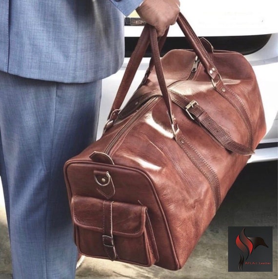 mens leather duffle bag