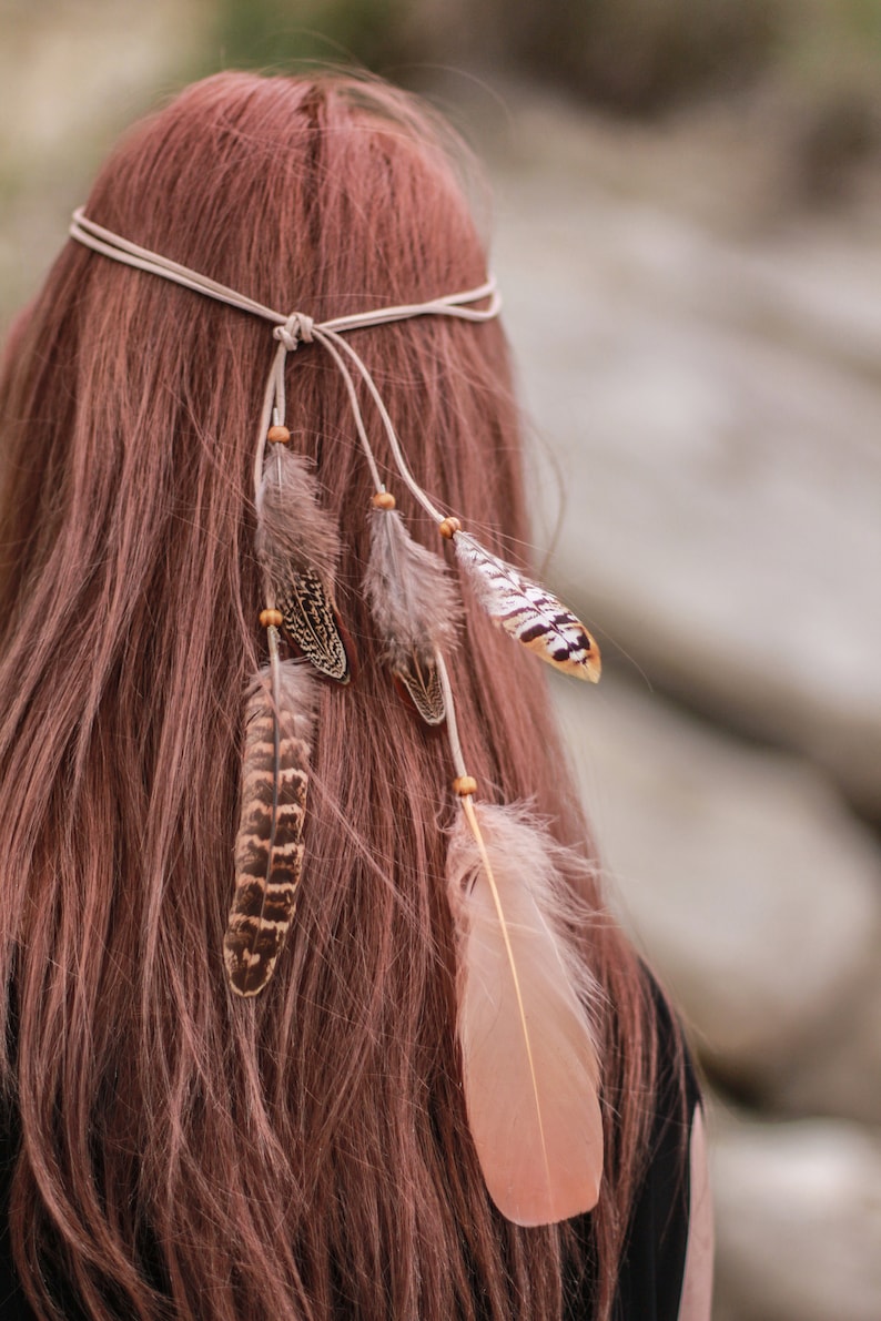 Feather Headband Boho Headpiece Feather Accessories Feather Etsy