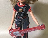 2001 MGA Bratz Rock Angelz Yasmin Doll, Stand, Guitar Microphone - RARE
