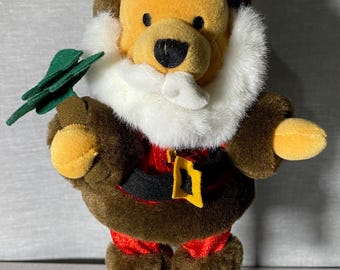 Disney Store Winnie The Pooh Santa Bean Bag 8” Plush