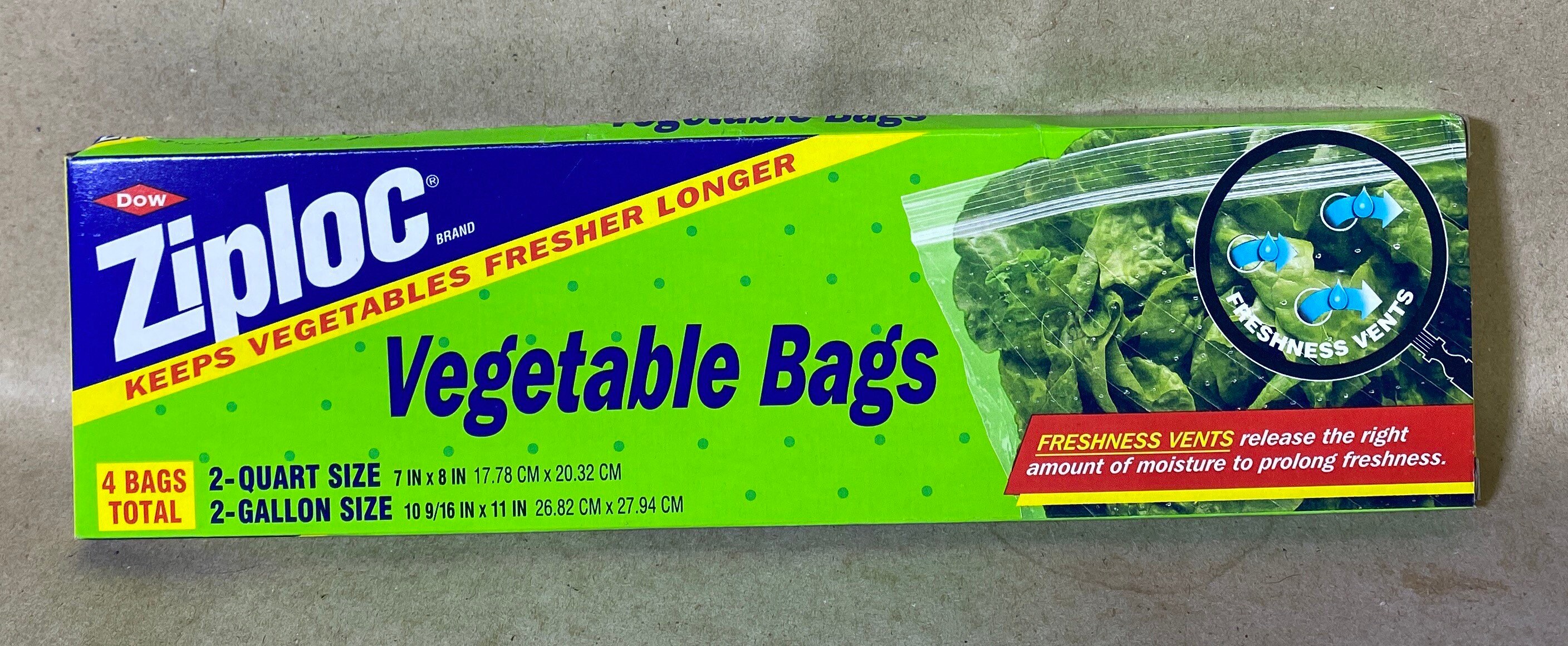 Vintage Dow Ziploc Gallon Vegetable Vented Bags Zip Lock Bags Unopened