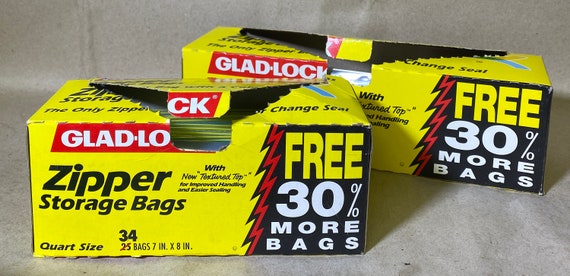 Vintage Glad Lock Gallon Size Ziploc Bags W/color Change Seal NEW