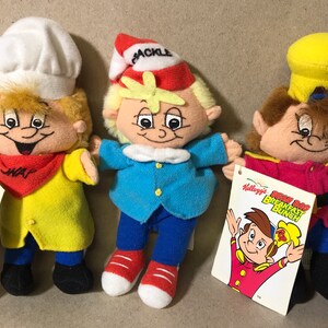 Vintage 1997 Kellogg’s Breakfast Bunch Snap, Crackle & Pop 7” Bean Bag Plush Lot